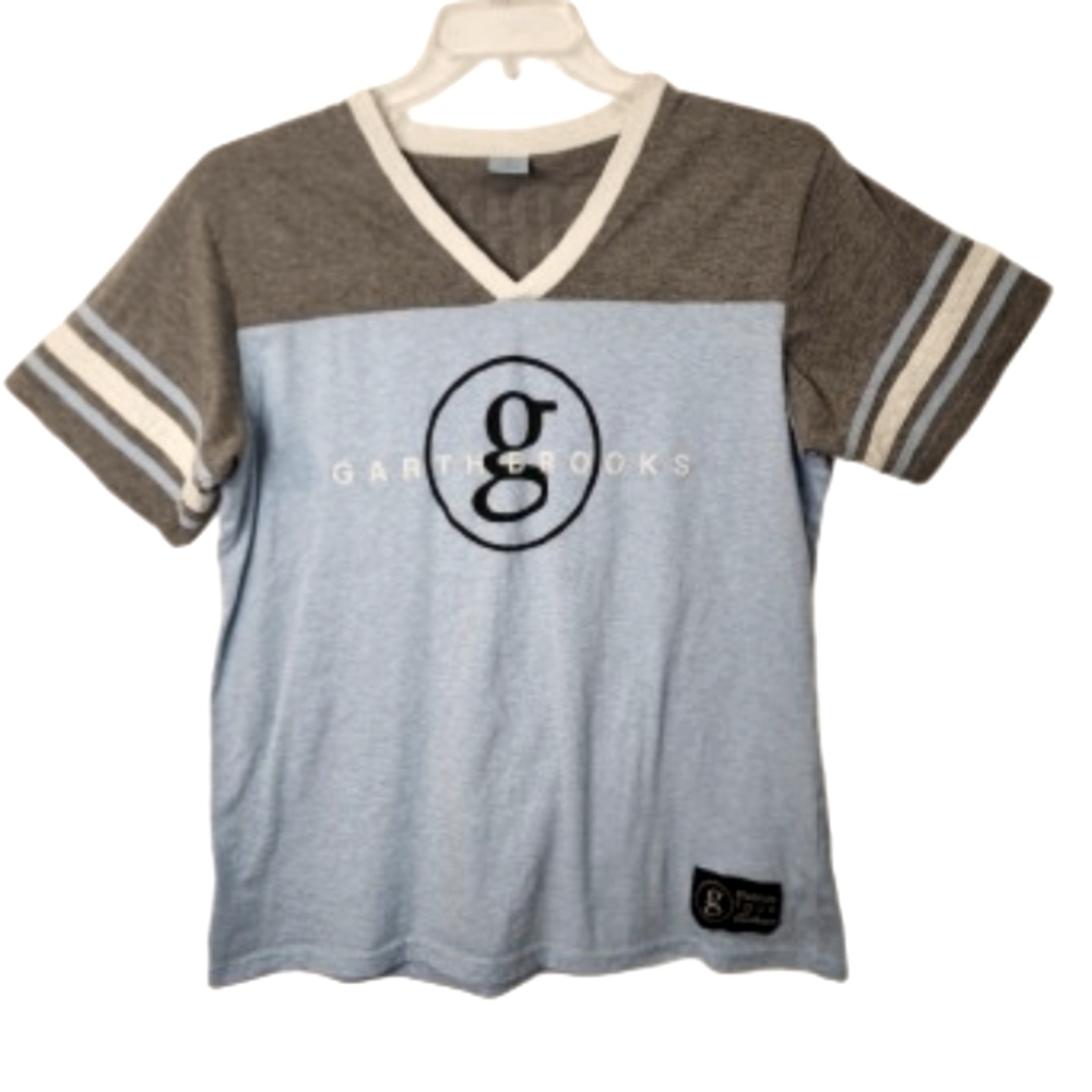 Garth Brooks Stadium Tour Exclusive Womes Light Blue and Gray Baseball T…